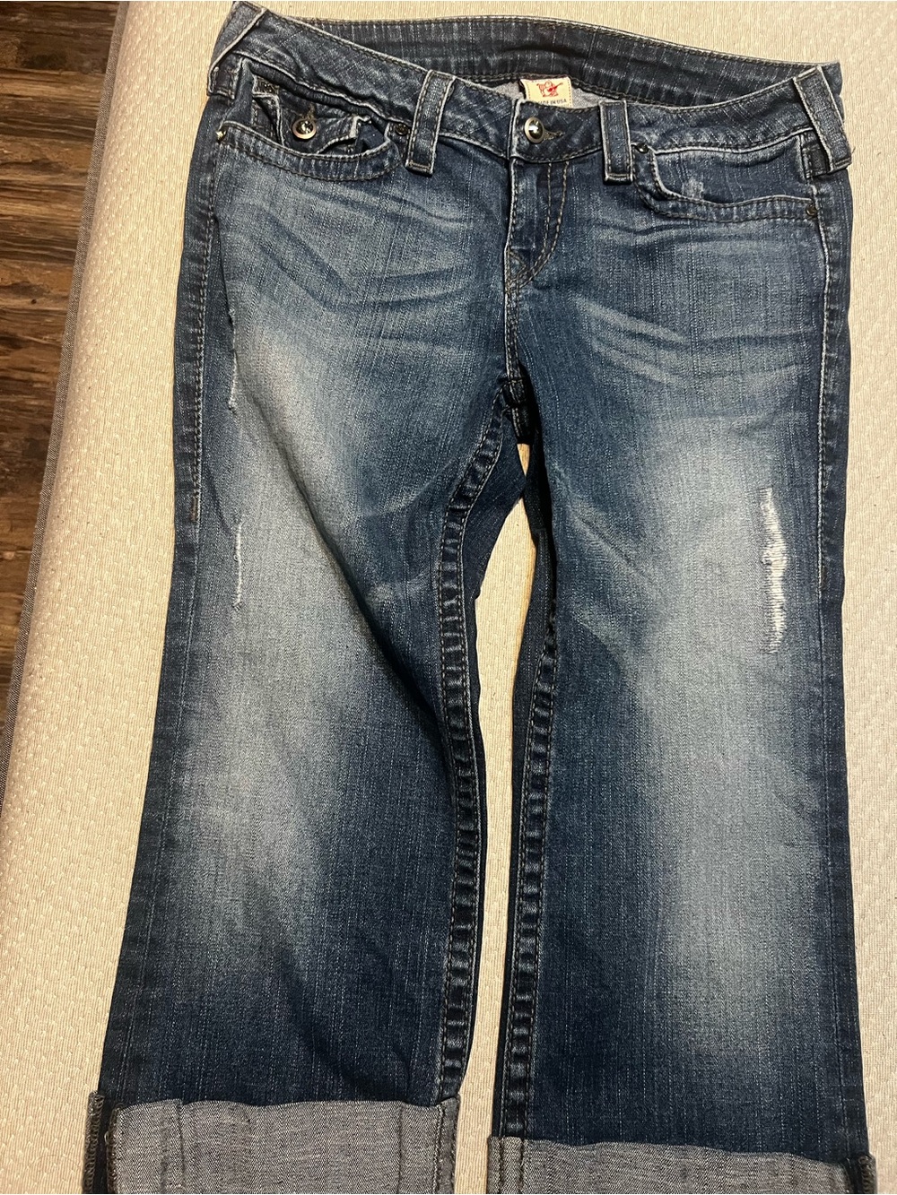 True Religion Women's Capri Wide Leg Jeans